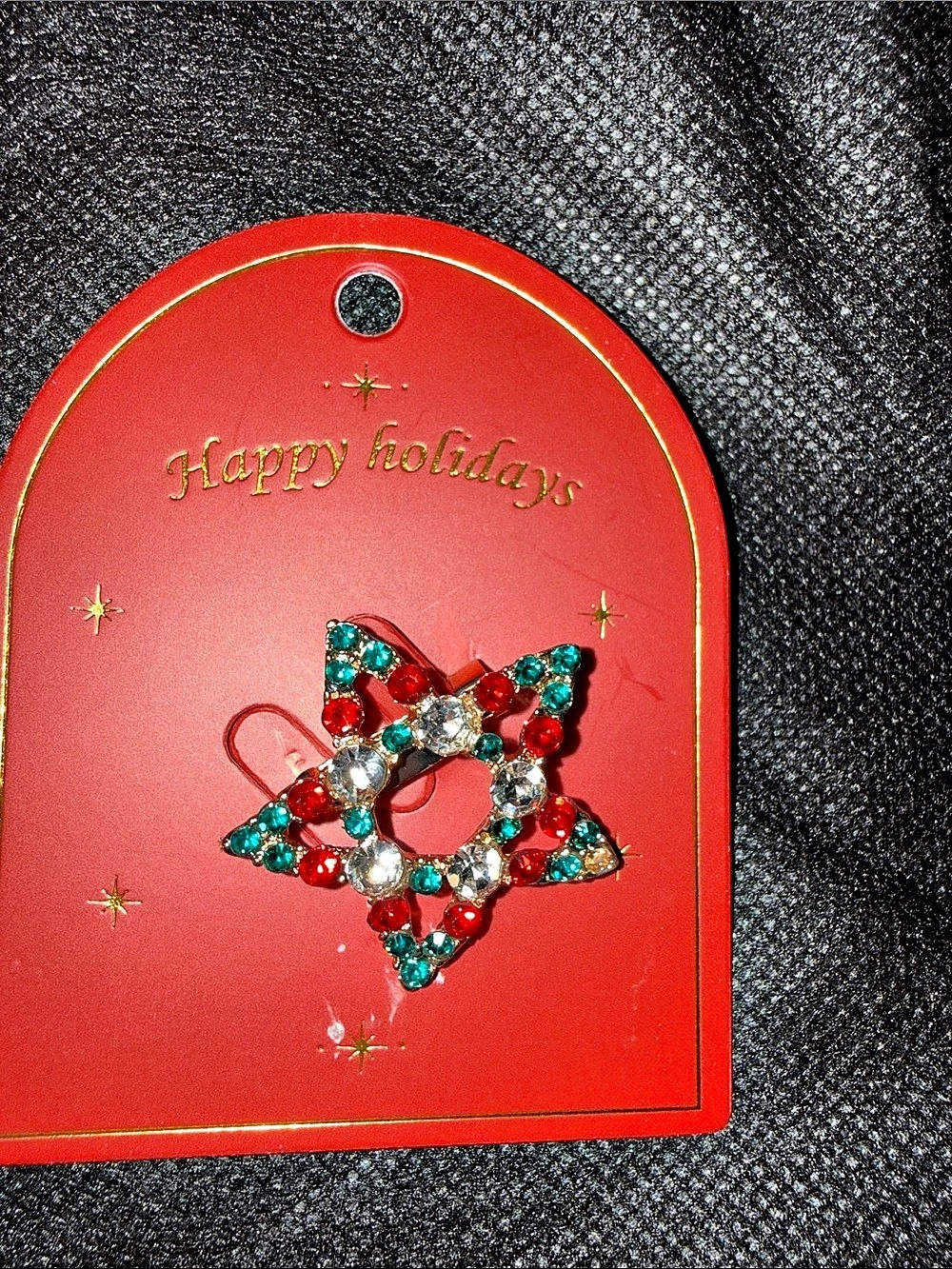 Jeweled Star Holiday Brooch